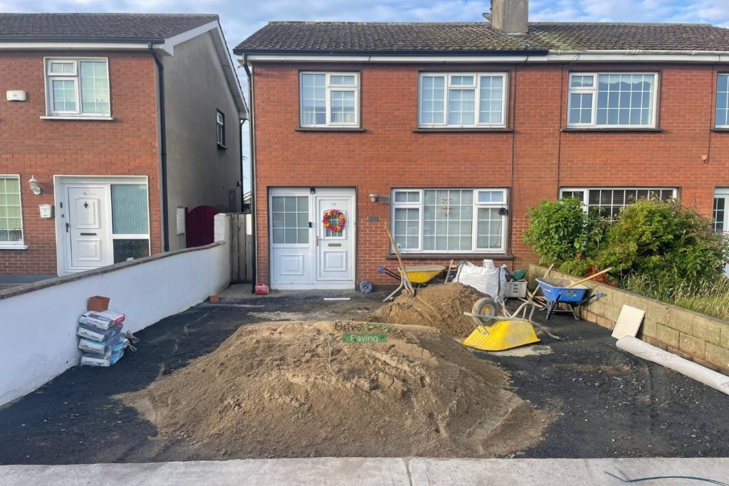 Patio with Porcelain Tiles and Driveway with Black Granite Paving in Kilcoole, Co. Wicklow (2)