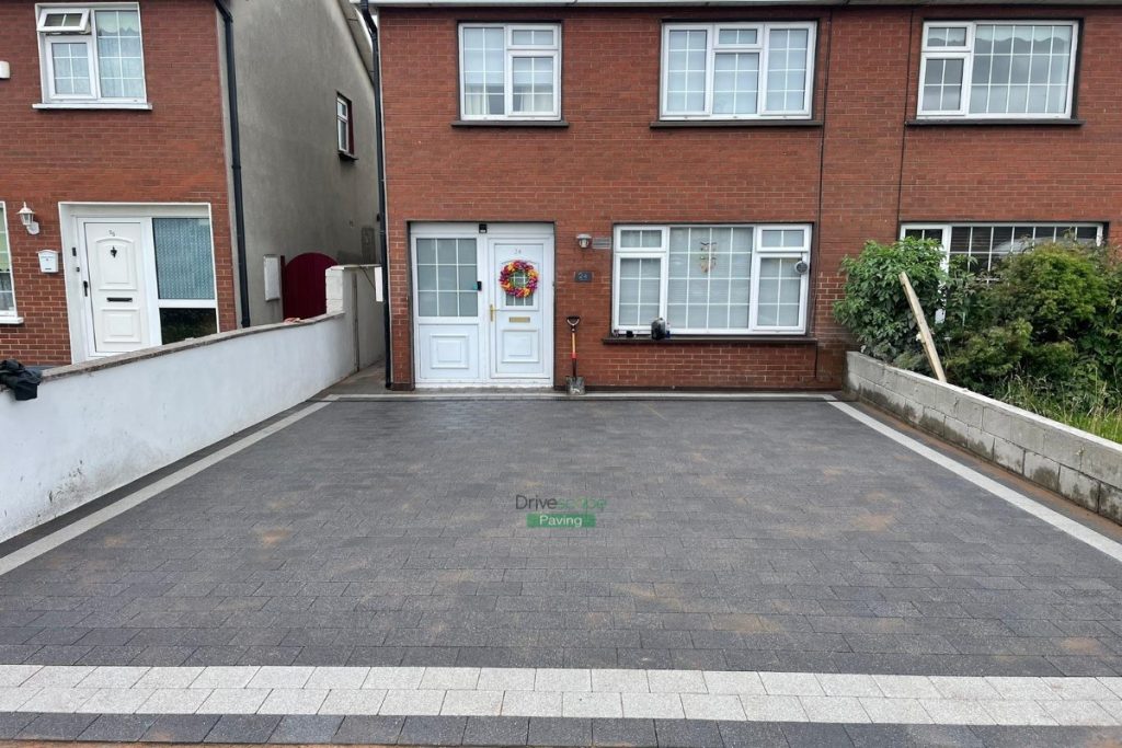 Patio with Porcelain Tiles and Driveway with Black Granite Paving in Kilcoole, Co. Wicklow (4)