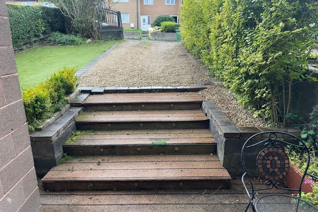 Curragh Gold Paved Driveway with Steps and Granite Wall in Greystones, Co. Wicklow (2)