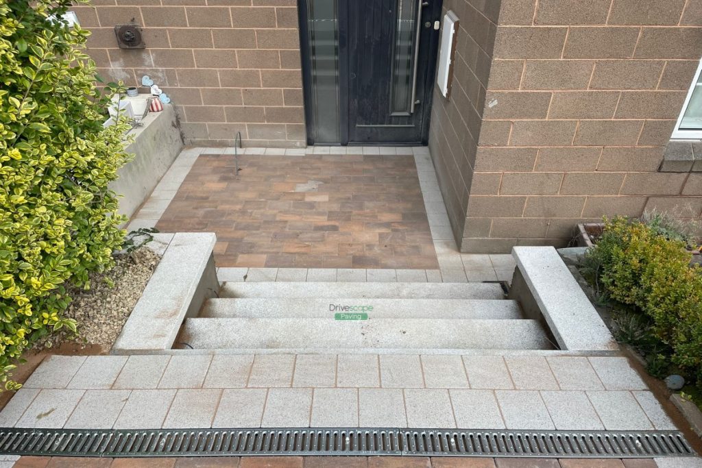 Curragh Gold Paved Driveway with Steps and Granite Wall in Greystones, Co. Wicklow (6)
