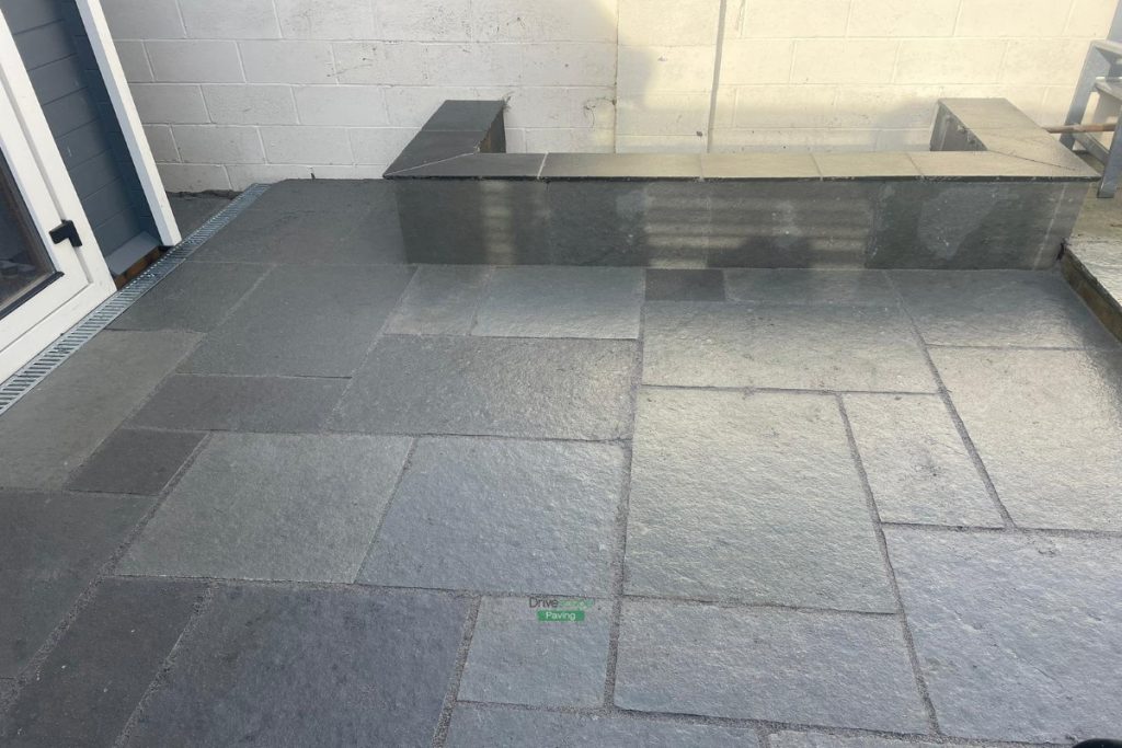 Patio with Grey Limestone Slabs and Raised Flowerbed in Johnstown, Co. Meath (8)