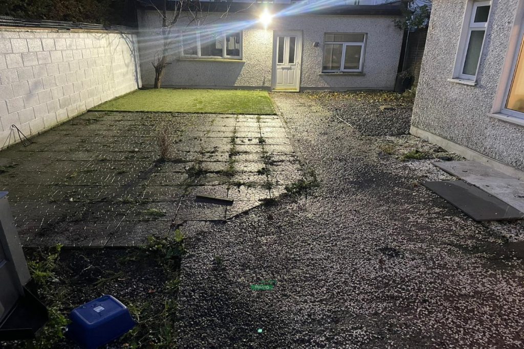 Porcelain Tiled Patio with Artificial Grass and Raised Flowerbeds in Lucan, Dublin (1)