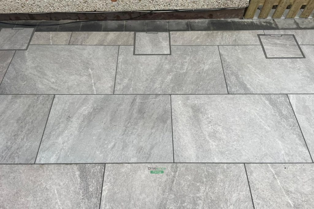 Porcelain Tiled Patio with Artificial Grass and Raised Flowerbeds in Lucan, Dublin (10)