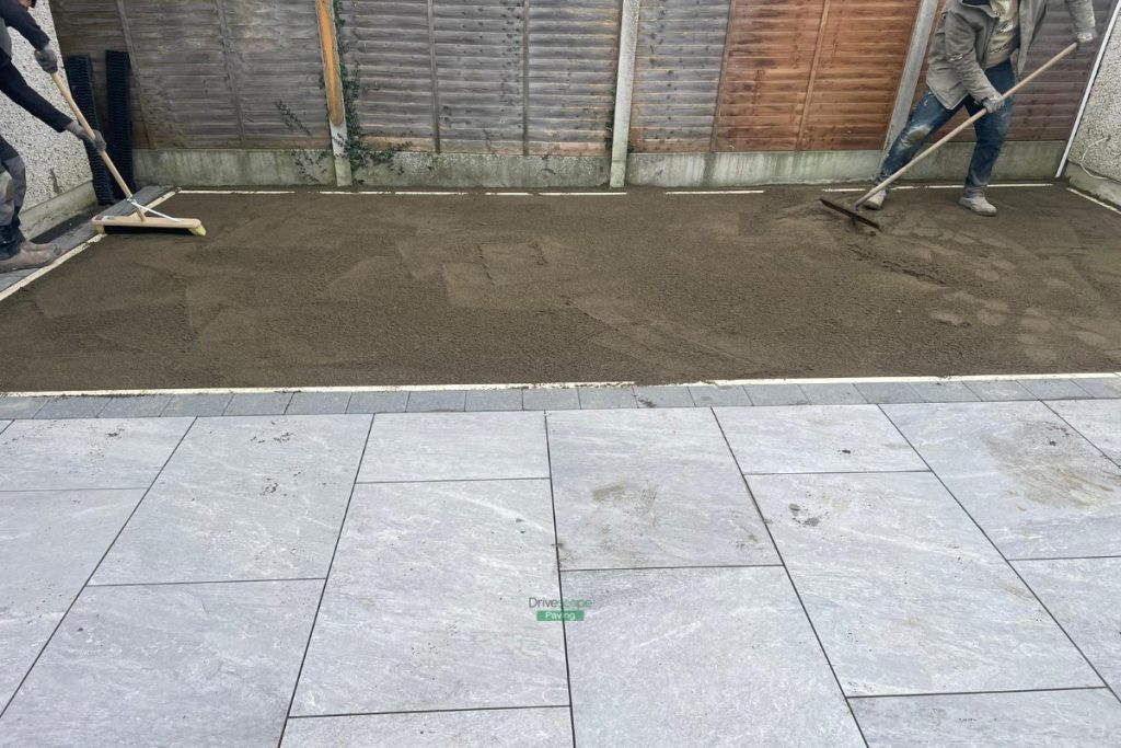 Porcelain Tiled Patio with Artificial Grass and Raised Flowerbeds in Lucan, Dublin (7)