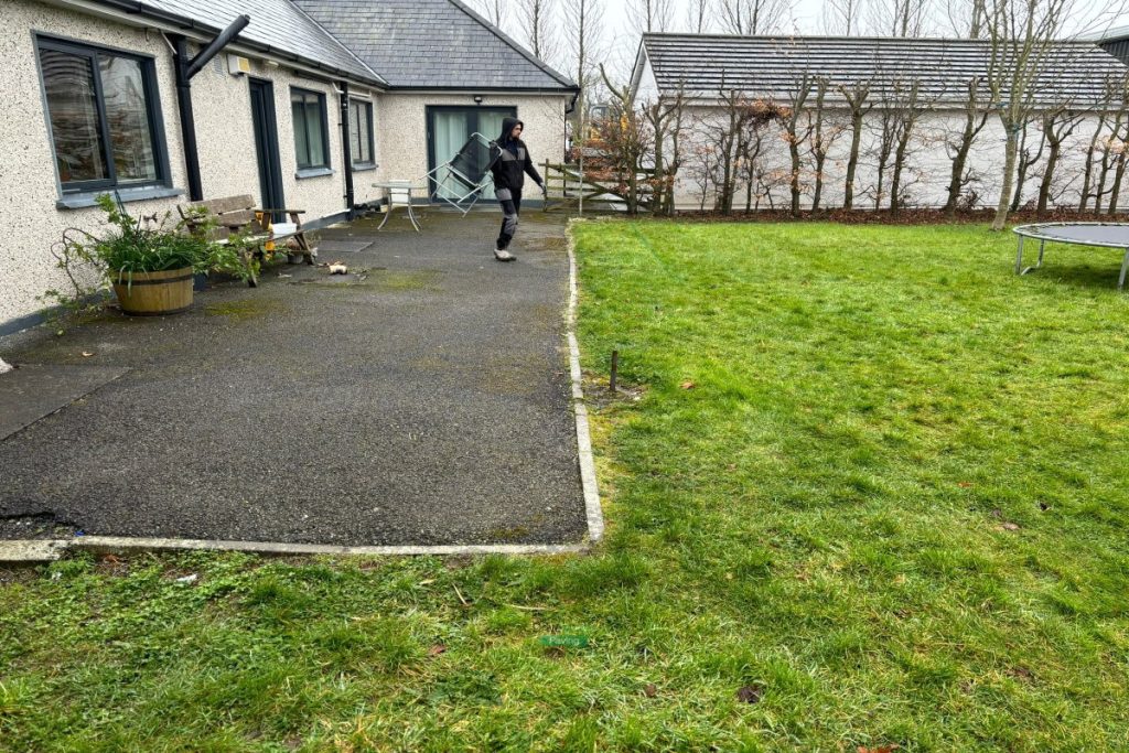 Patio with Gravelled Pathway, Roofed Pergola and Raised Flowerbeds in Balrothery, Co. Dublin (1)
