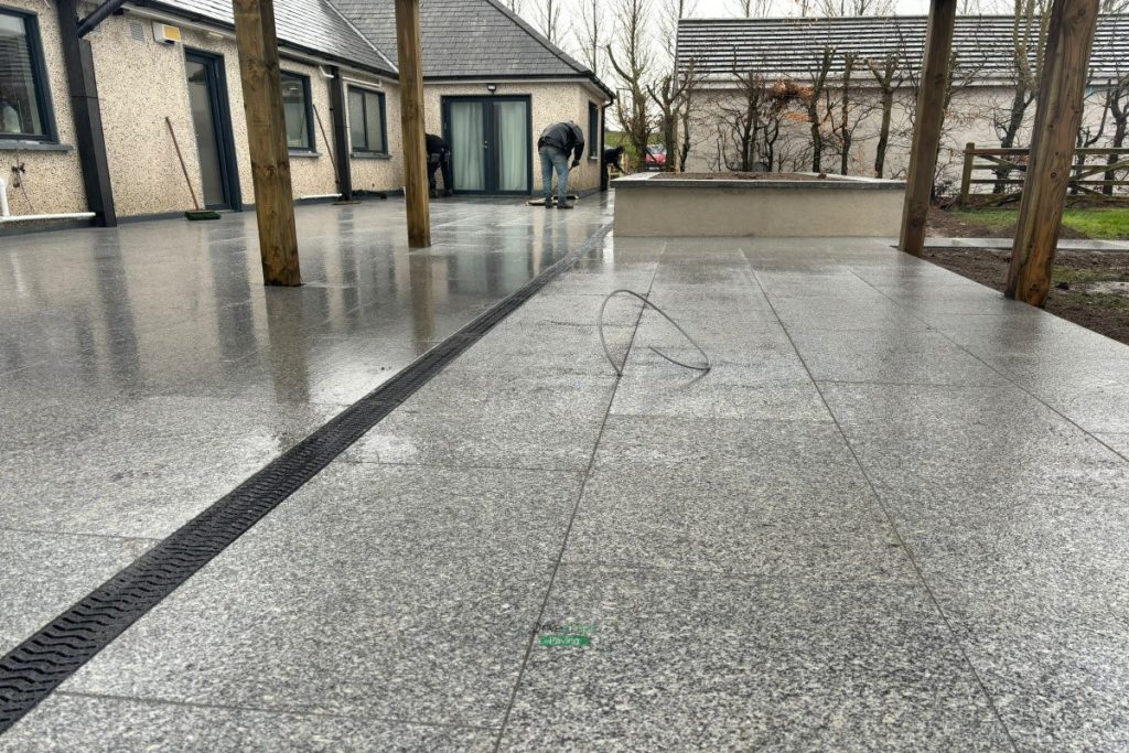 Patio with Gravelled Pathway, Roofed Pergola and Raised Flowerbeds in Balrothery, Co. Dublin (12)