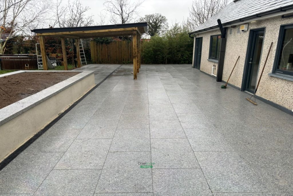 Patio with Gravelled Pathway, Roofed Pergola and Raised Flowerbeds in Balrothery, Co. Dublin (15)