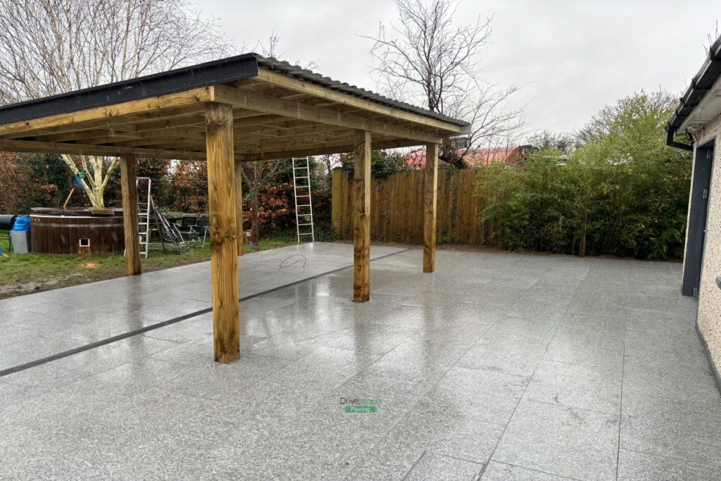 Patio with Gravelled Pathway, Roofed Pergola and Raised Flowerbeds in Balrothery, Co. Dublin (9)