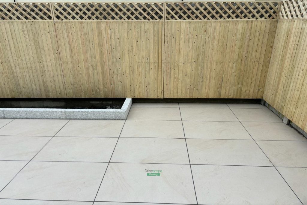 Porcelain Tiled Patio with Timber Fencing and Ashford Block Wall in Johnstown, Co. Meath (7)
