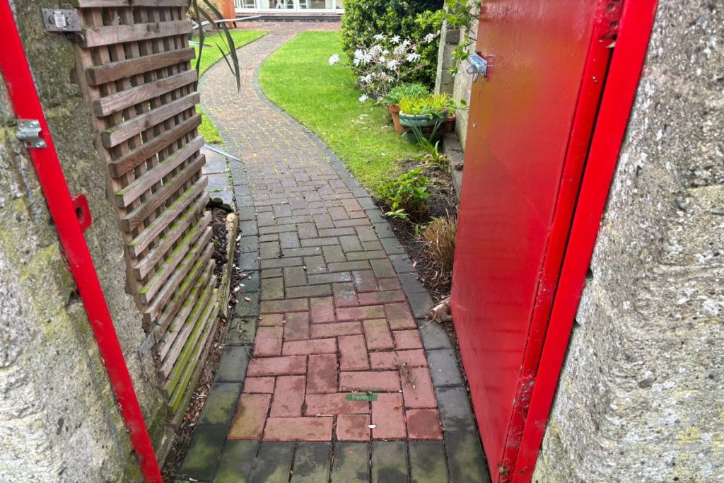 Patio with Brown Granite Slabs, Bull-Nose Step and Stepping Stones in Clontarf, Dublin (1)