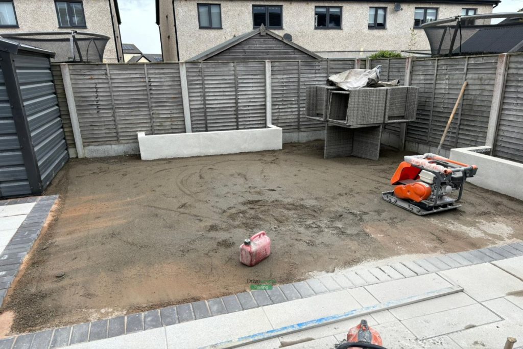 Silver Granite Slabbed Patio with Boxed Flowerbeds in Hansfield Wood, Dublin (4)