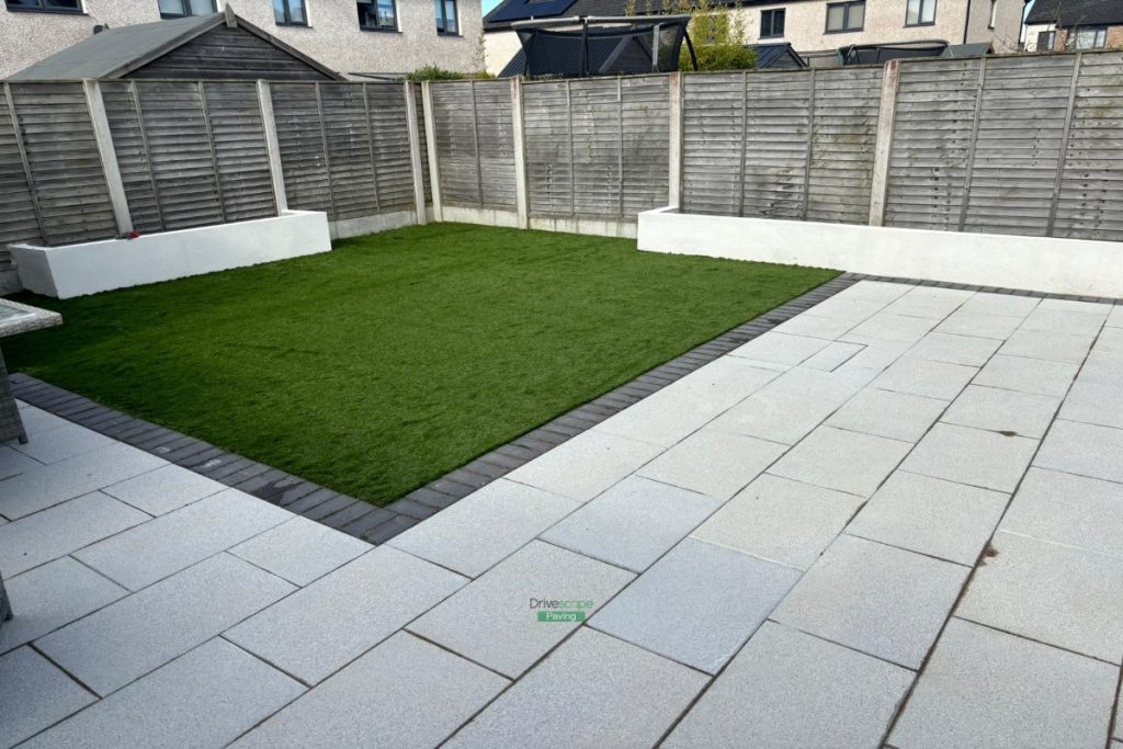Silver Granite Slabbed Patio with Boxed Flowerbeds in Hansfield Wood, Dublin (9)