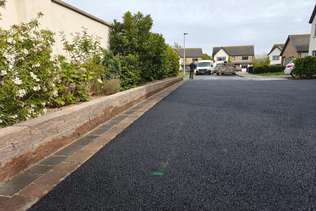 Asphalt Driveway with Connemara Walling and Charcoal and Coral Borderline in Swords, Dublin (4)