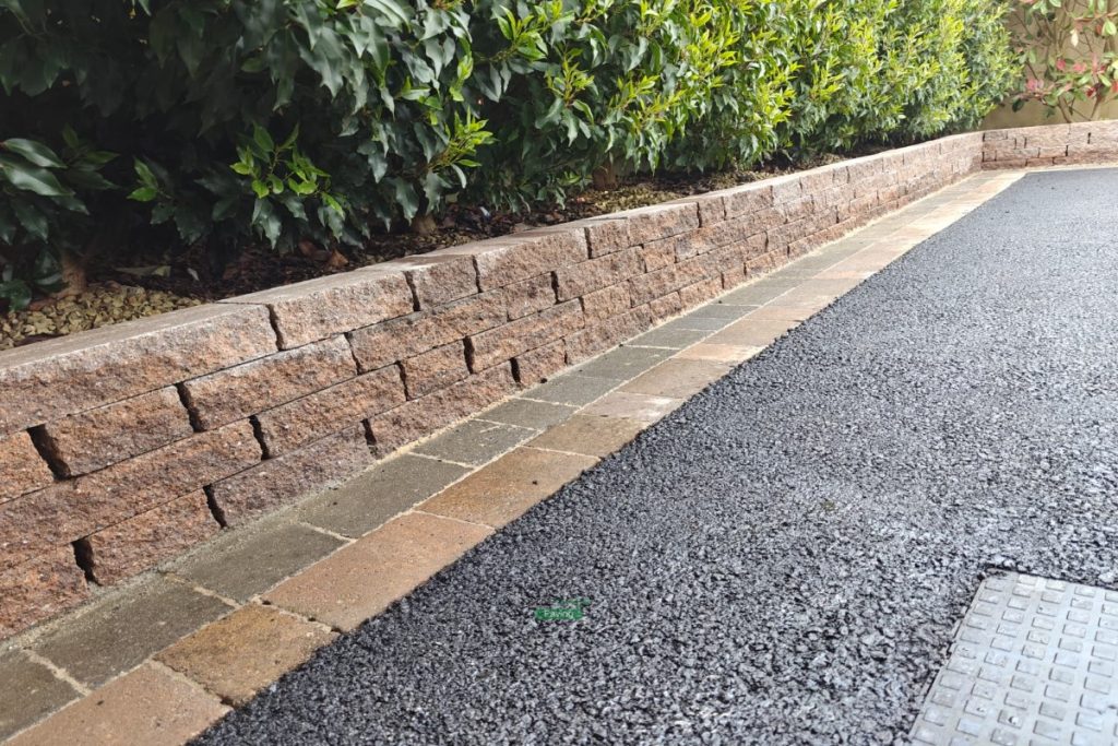Asphalt Driveway with Connemara Walling and Charcoal and Coral Borderline in Swords, Dublin (5)