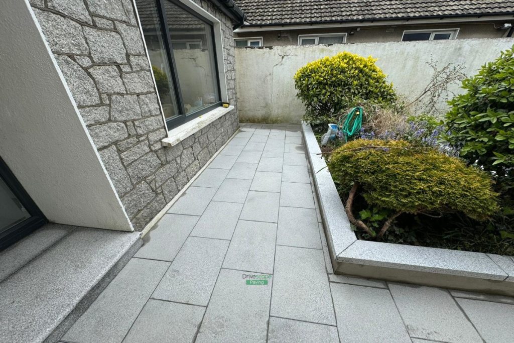 Asphalt Driveway with Silver Granite Corrib Paving, Granite Step and Flowerbeds in Santry, Dublin (4)
