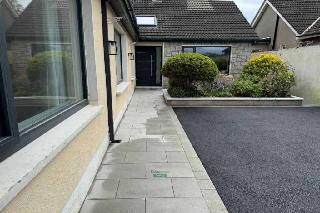 Asphalt Driveway with Silver Granite Corrib Paving, Granite Step and Flowerbeds in Santry, Dublin (5)