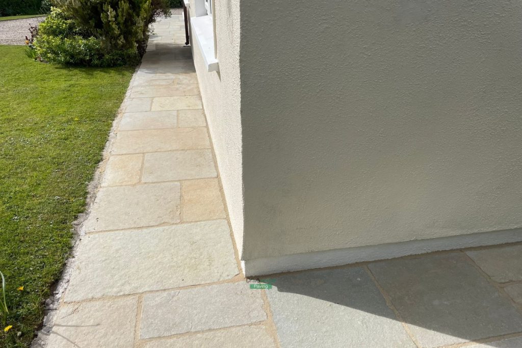 Limestone Paved Patio with Flowerbeds and New Oil Tank Wall in Ashford, Co. Wicklow (7)