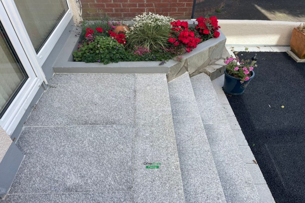 Asphalt Driveway with Silver Granite Border, Kerbstones and Bullnose Step in Portmarnock, Co. Dublin (7)