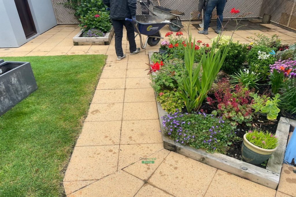 Porcelain Tiled Patio with Garden Archway and Golden Gravel in Sutton, Co. Dublin (4)