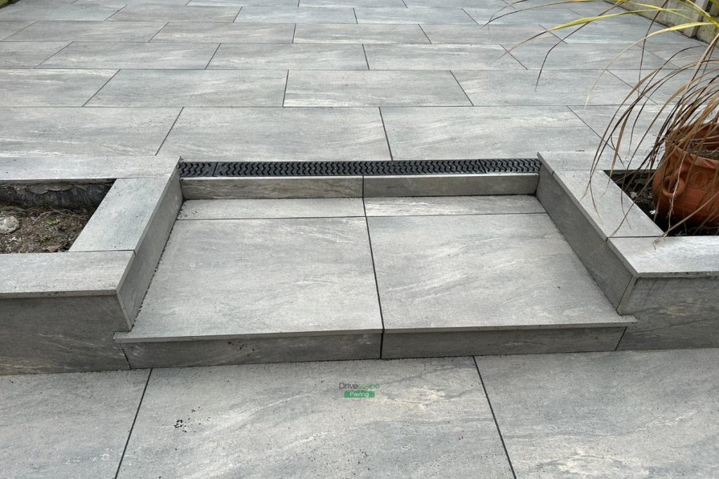 Tiered Porcelain Tiled Patio with Raised Flowerbeds in Blackrock, Dublin (6)