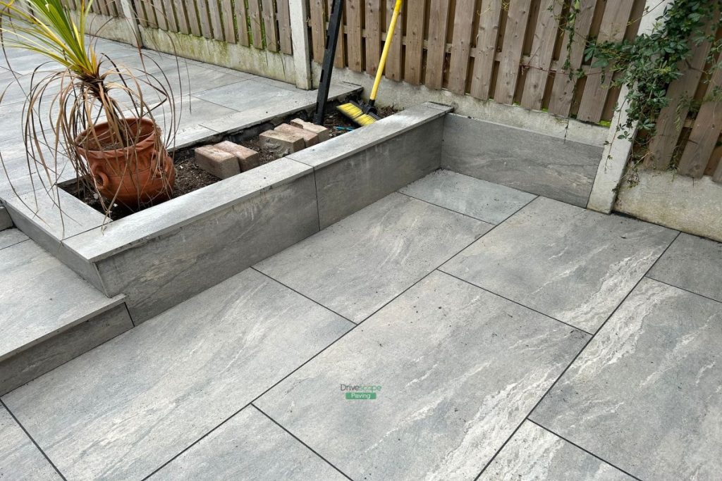 Tiered Porcelain Tiled Patio with Raised Flowerbeds in Blackrock, Dublin (8)