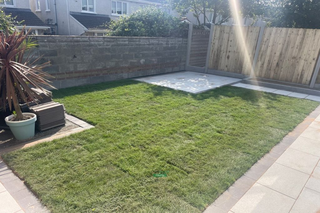 Patio with Silver Granite Slabs, New Lawn and Fencing in Swords, Dublin (5)