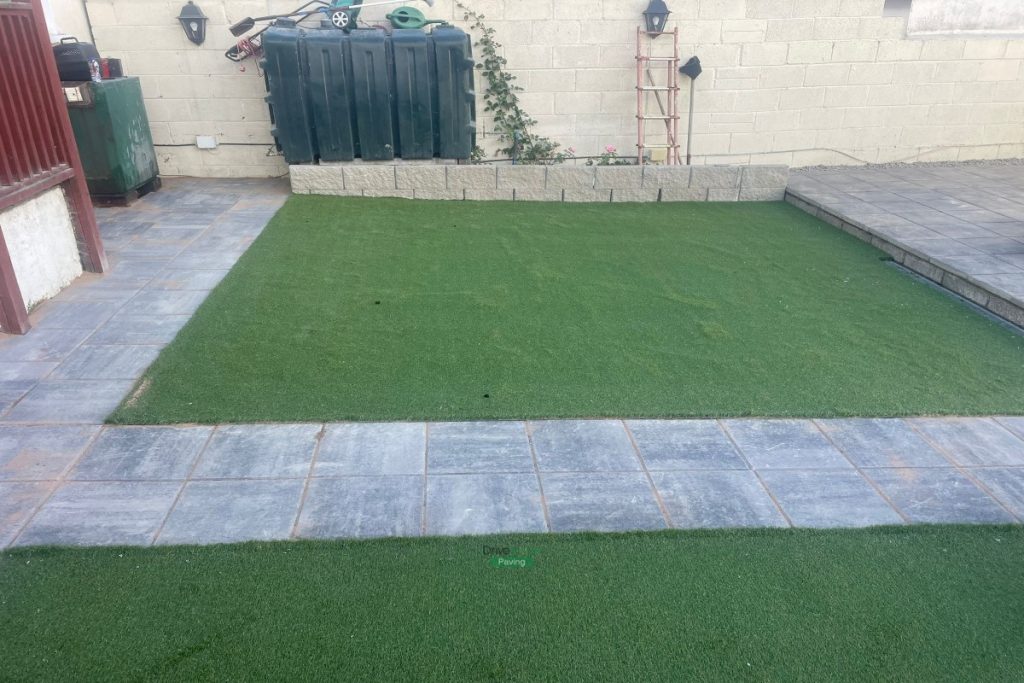 Patio with Silver Granite Slabs and Artificial Grass in Leixlip, Co. Kildare (4)
