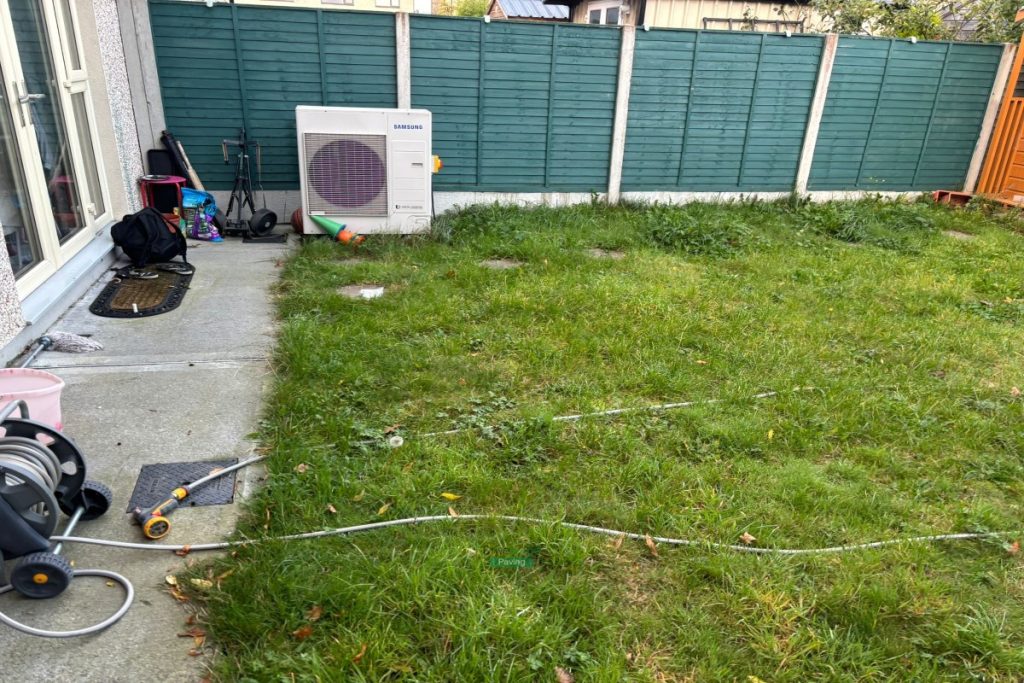 Granite Slabbed Patio with Roll-On Lawn and Raised Flowerbeds in Hansfield Wood, Dublin (1)