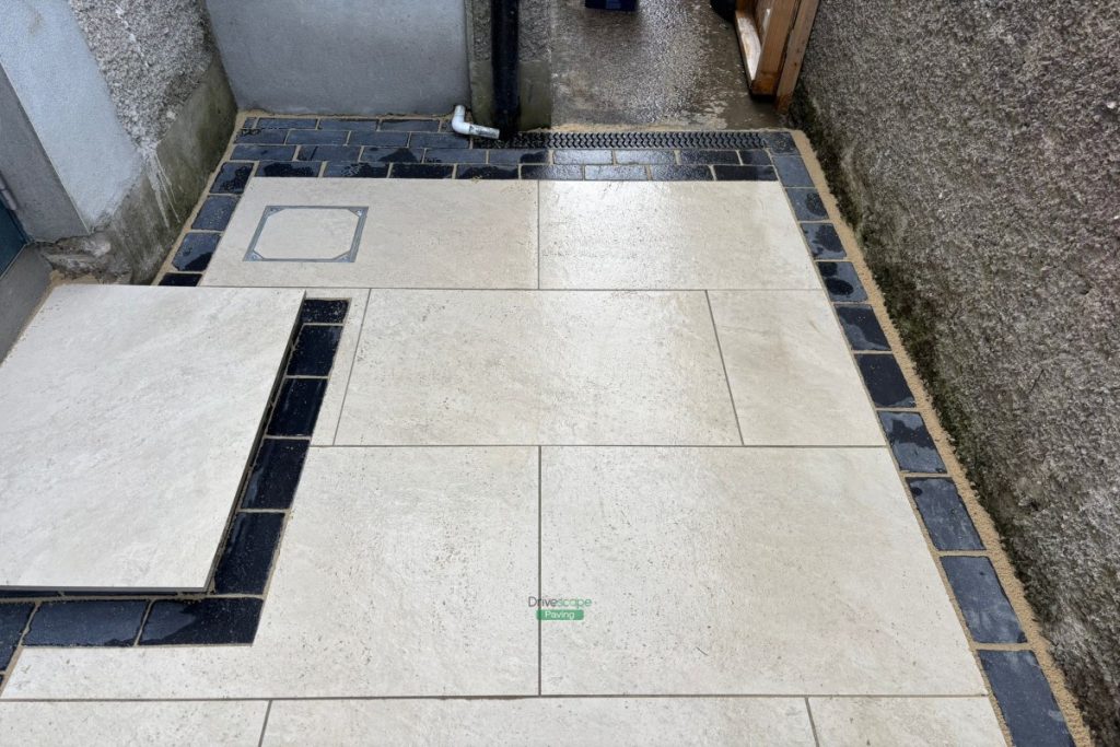 Patio with Porcelain Tiles and Limestone Cobbles in Clontarf, Dublin (17)