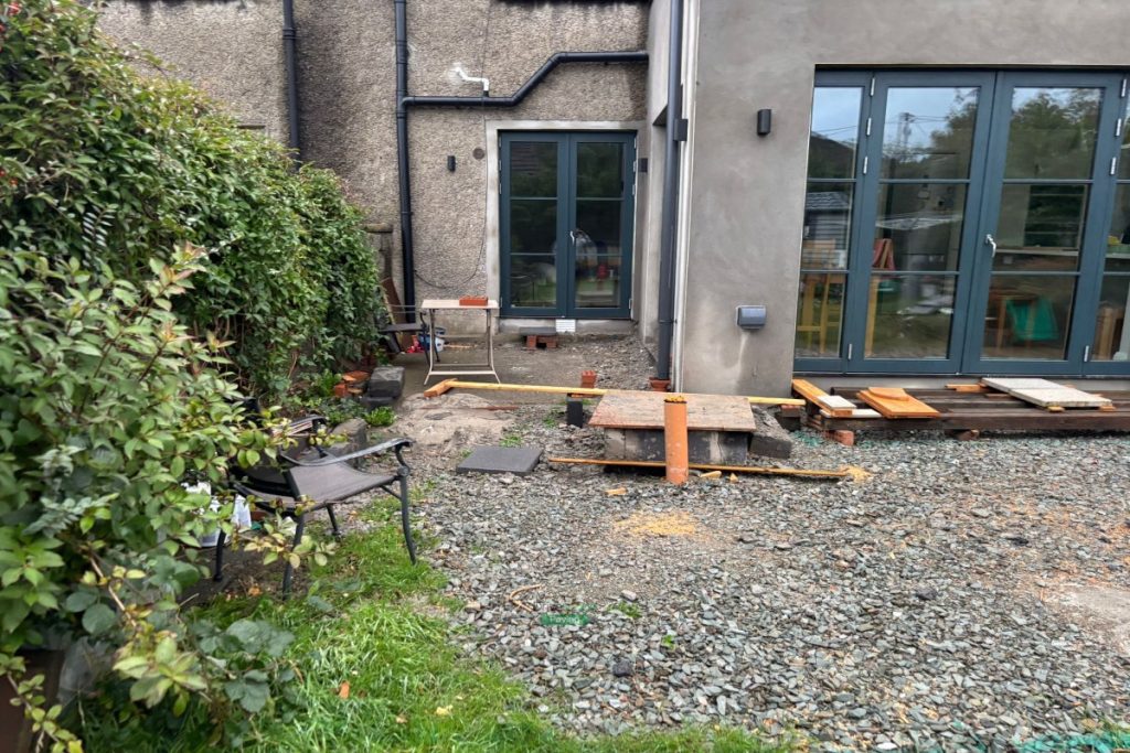 Patio with Porcelain Tiles and Limestone Cobbles in Clontarf, Dublin (2)