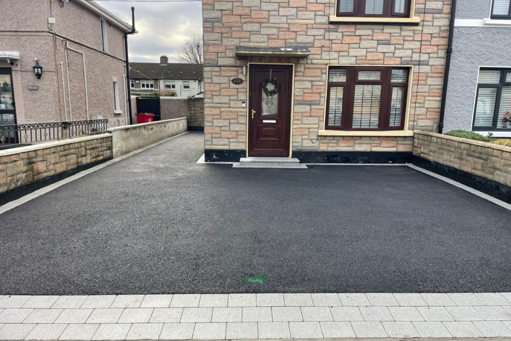 SMA Driveway with Silver Granite Apron, Border and Steps in Drimnagh, Dublin (2)