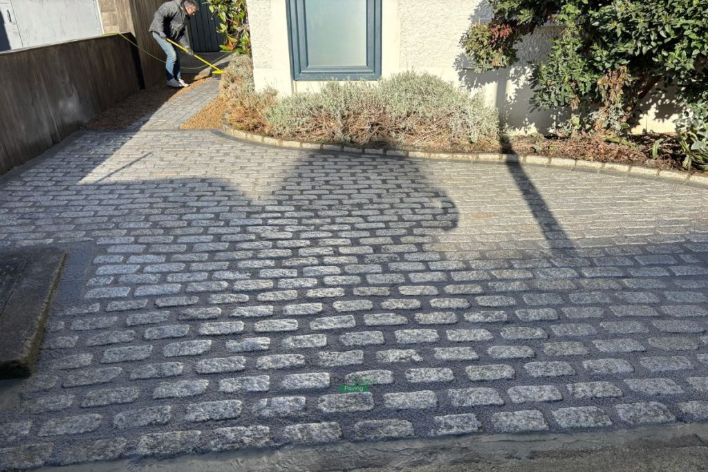 Driveway and Pathway with Tumbled Cobbles and Golden Gravel in Whitehall, Dublin (4)