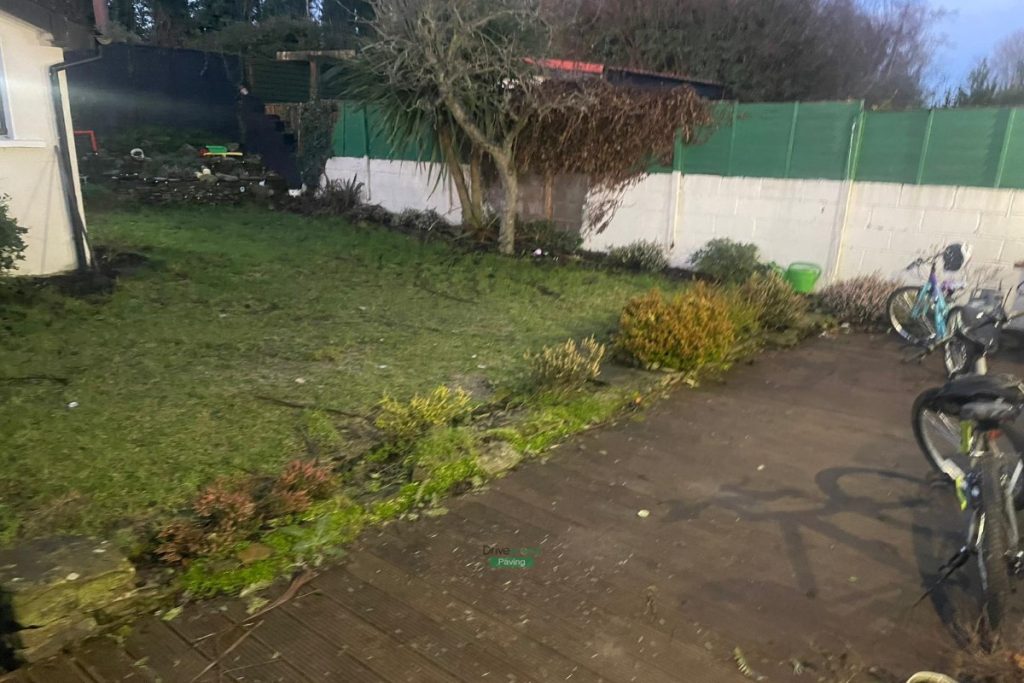 Porcelain Tiled Patio with Fencing, Concrete Shed Base and Artificial Grass in Templeogue, Dublin (3)