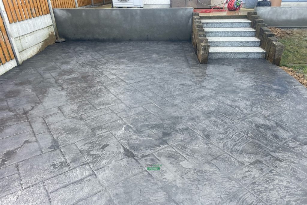 Imprint Concrete Patio with Bull-Nose Kerbing and Granite Steps in Wicklow Town (7)
