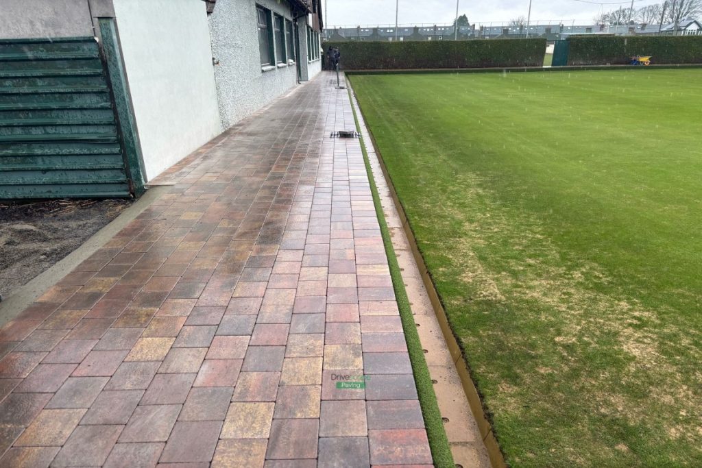 Pathways with Rustic Corrib Paving, Concrete Ramp and Water Sprinklers for CYM Bowling Club, Dublin (12)