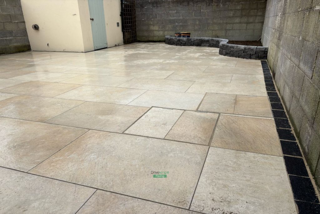 Porcelain Tiled Patio with Limestone Walling in Malahide, Co. Dublin (2)