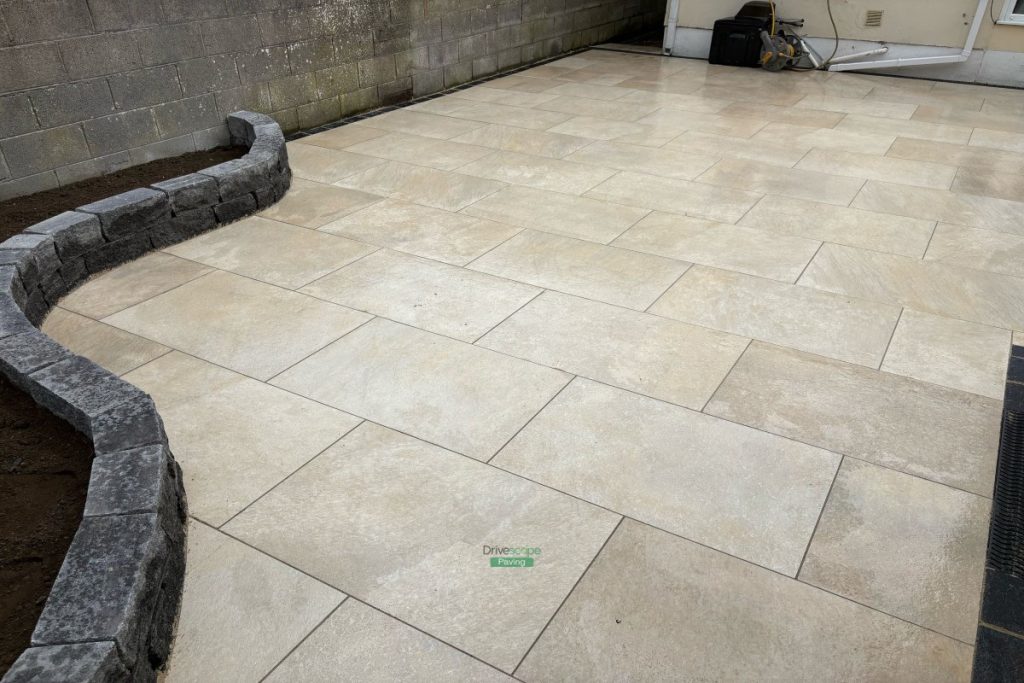 Porcelain Tiled Patio with Limestone Walling in Malahide, Co. Dublin (7)