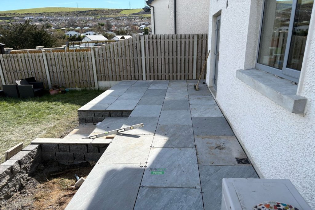 Porcelain Tiled Patio with Connemara Walling in Wicklow (6)