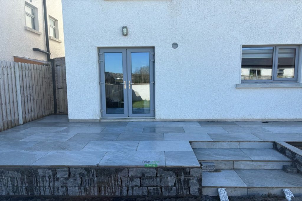 Porcelain Tiled Patio with Connemara Walling in Wicklow (7)