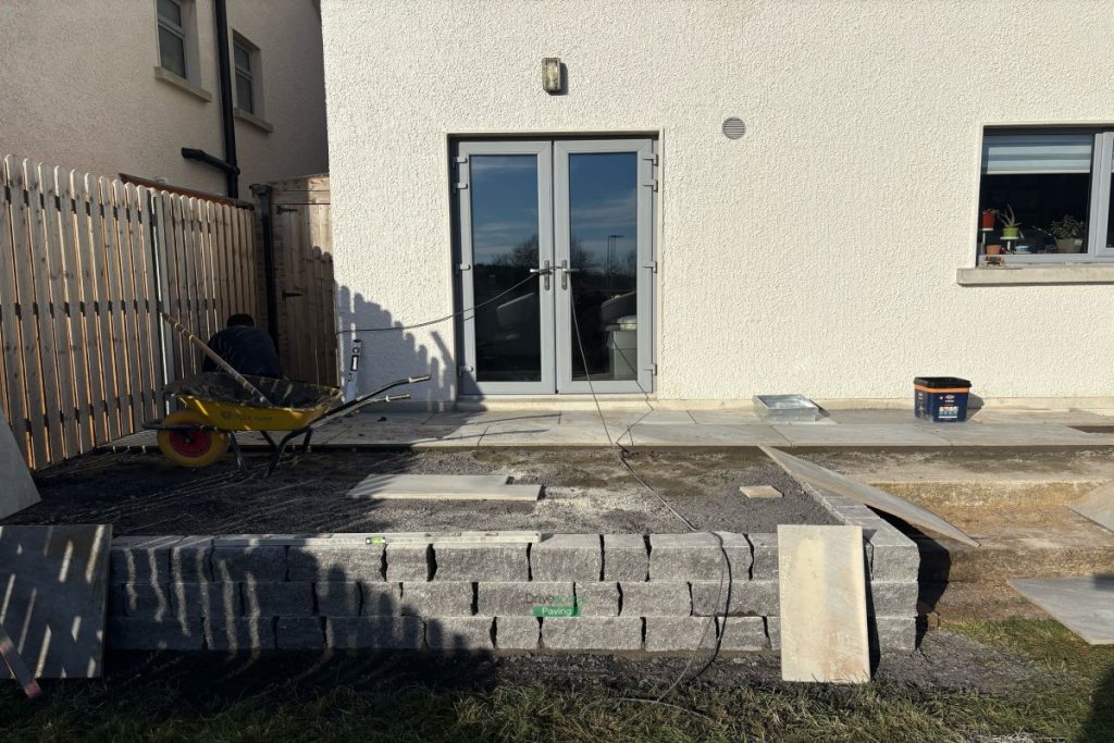Porcelain Tiled Patio with Connemara Walling in Wicklow (8)