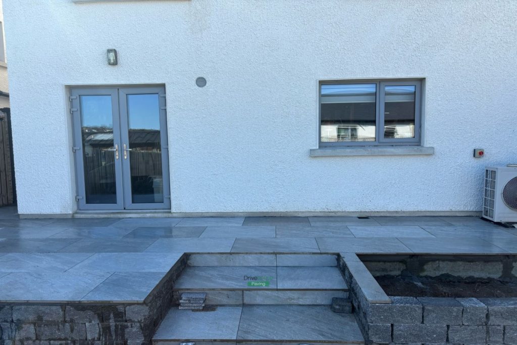 Porcelain Tiled Patio with Connemara Walling in Wicklow (9)
