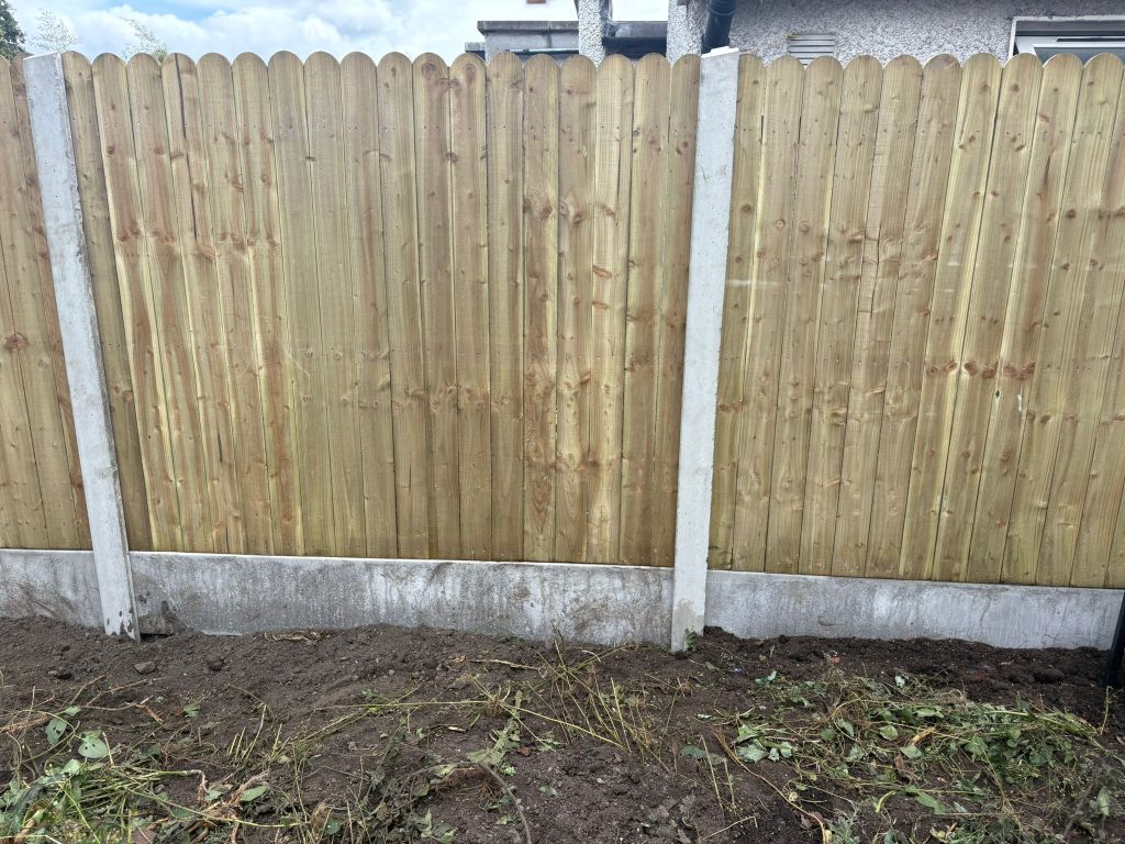 Cottage Panel Fencing with Concrete Posts and Base Installed (3)