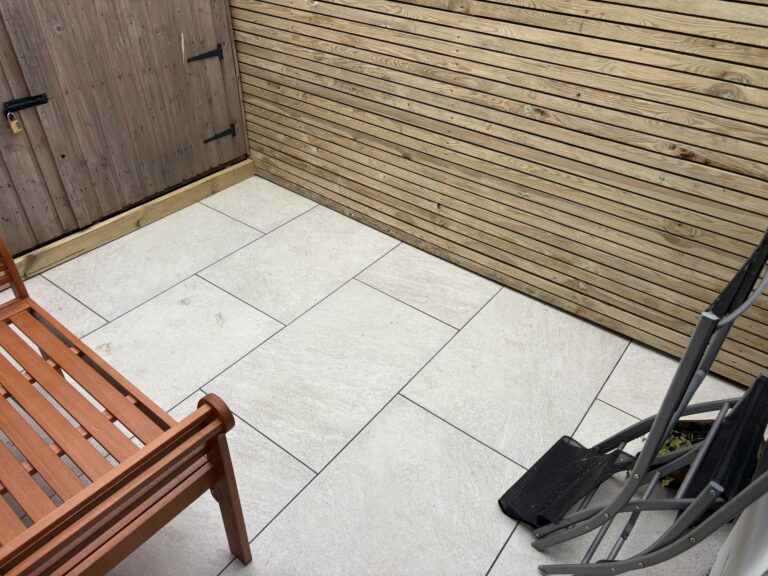 Small Porcelain Tiled Patio with Wooden Fencing in Phibsborough, Co. Dublin